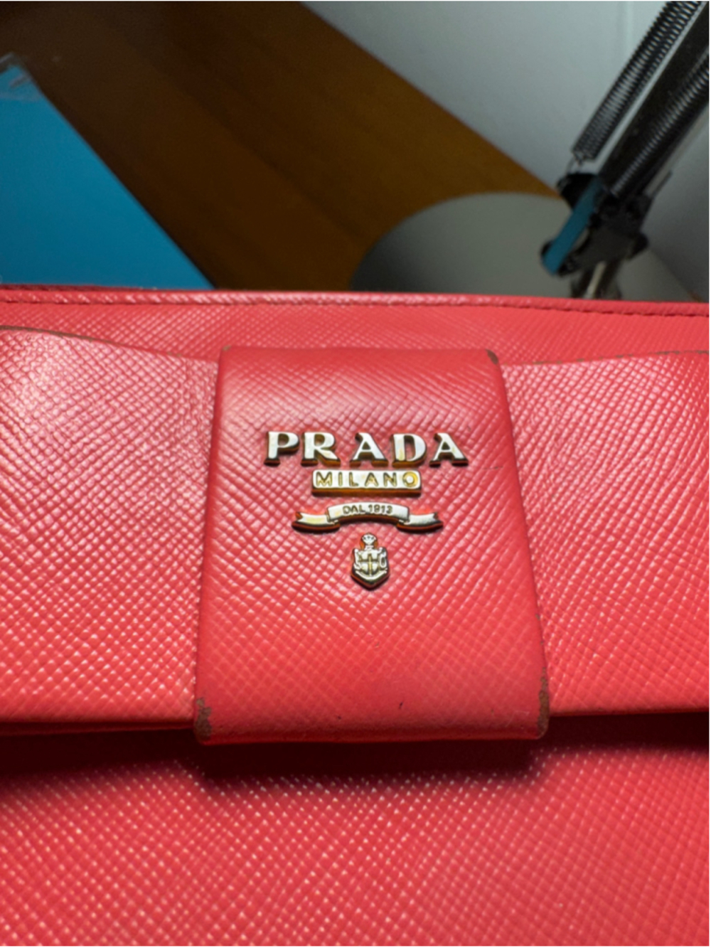 Prada Bow Long Wallet Dark Coral Pink - Picture 4 of 14